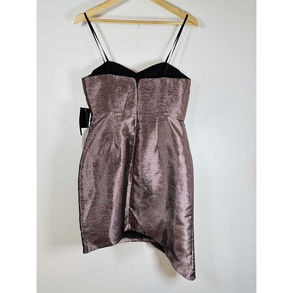 Aidan Mattox Women's Pink Strapless Bow Jacquard‎ Metallic Mini Dress Size 6 NWT - Picture 4 of 16